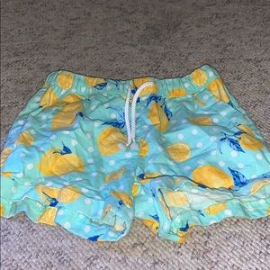 •youth medium •teal with lemons and blue leaves